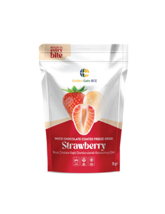 WHITE CHOCOLATE COVERED FREEZE DRIED STRAWBERRY