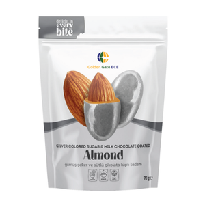 SILVER COLORED SUGAR & MILK CHOCOLATE COATED ALMOND